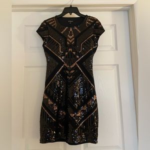 Black and Gold Sequin Dress